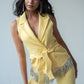 Rhinestone chain detail waistcoat with scalloping