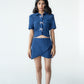Cropped glitter shirt with shiny bows