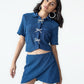 Cropped glitter shirt with shiny bows