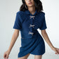 Cropped glitter shirt with shiny bows