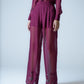Hand-embellished high-waisted organza trousers