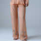 Hand-embellished organza trousers
