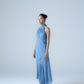 Silk georgette halter-neck midi dress