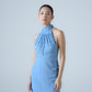 Silk georgette halter-neck midi dress