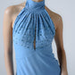 Silk georgette halter-neck midi dress