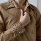Hand-embellished poplin overlap shirt