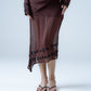 Silk chiffon asymmetric midi skirt