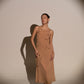 Silk georgette midi dress with ruffle detail