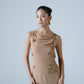 Silk georgette midi dress with ruffle detail