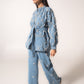 High-waisted hand-embellished denim jeans
