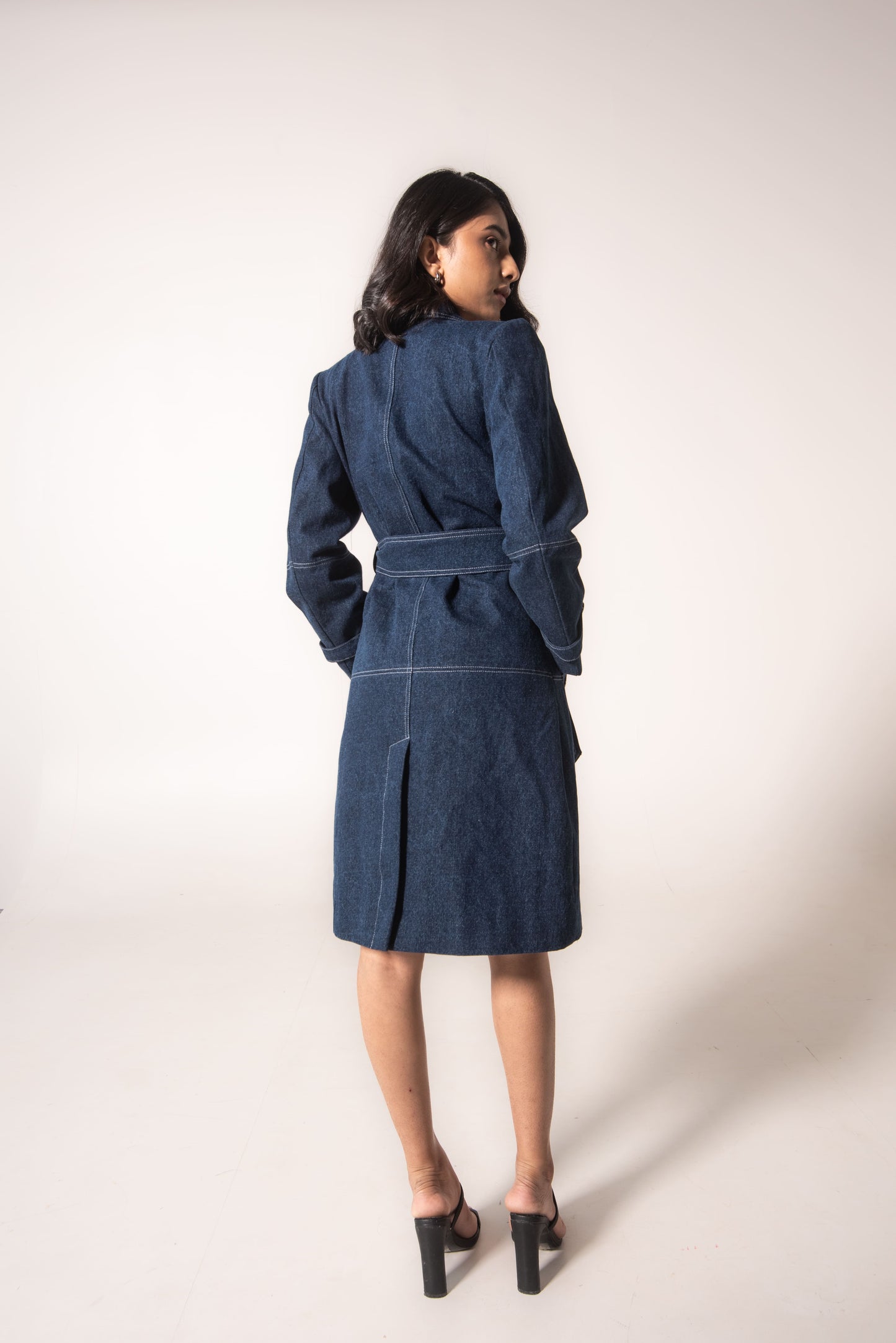 Denim trench coat