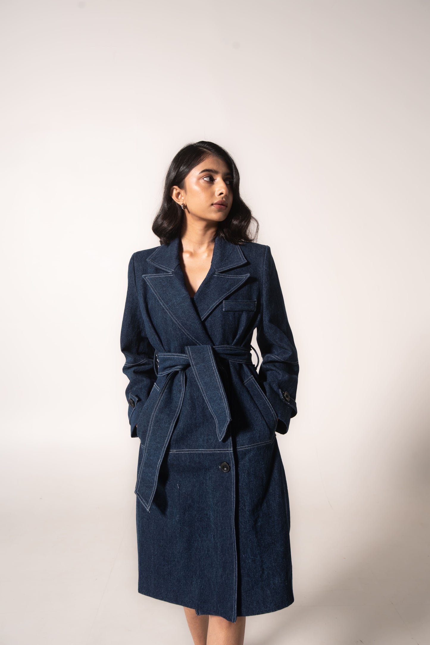 Denim trench coat