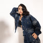 Embellished cropped denim jacket