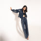 Embellished denim baggy jeans