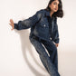 Embellished cropped denim jacket