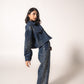 Embellished cropped denim jacket
