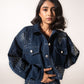 Embellished cropped denim jacket