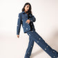 Denim jacket with hearts