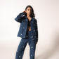 Denim jacket with hearts