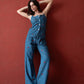 Cherry embroidered wide-leg trousers