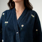 Midnight Daisy Wrap Top