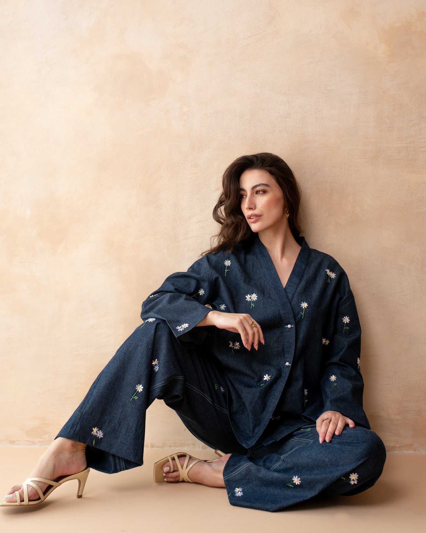 Midnight Daisy Wrap Top