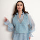Crystal Denim Vest and Organza Shirt