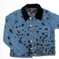 Embroidered denim jacket with velvet collar