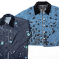 Embroidered denim jacket with velvet collar