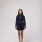 Denim mini dress with flared sleeves