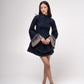 Denim mini dress with flared sleeves