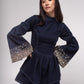 Denim mini dress with flared sleeves
