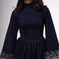 Denim mini dress with flared sleeves