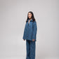 Oversized multi-colour embellished denim shirt