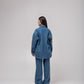 Oversized multi-colour embellished denim shirt