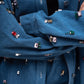 Oversized multi-colour embellished denim shirt