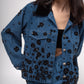 Embroidered denim jacket with velvet collar