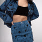 Embroidered denim mini skirt