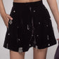 High-waisted silk velvet embellished shorts