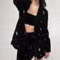 High-waisted silk velvet embellished shorts