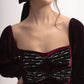 Silk-velvet ruffled mini dress with embellished bows