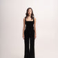 Silk-velvet tie back corset top