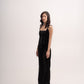 Silk-velvet tie back corset top