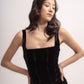 Silk-velvet tie back corset top