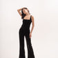 Silk-velvet bootcut trousers with sequin embellishing