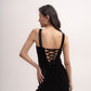Silk-velvet tie back corset top