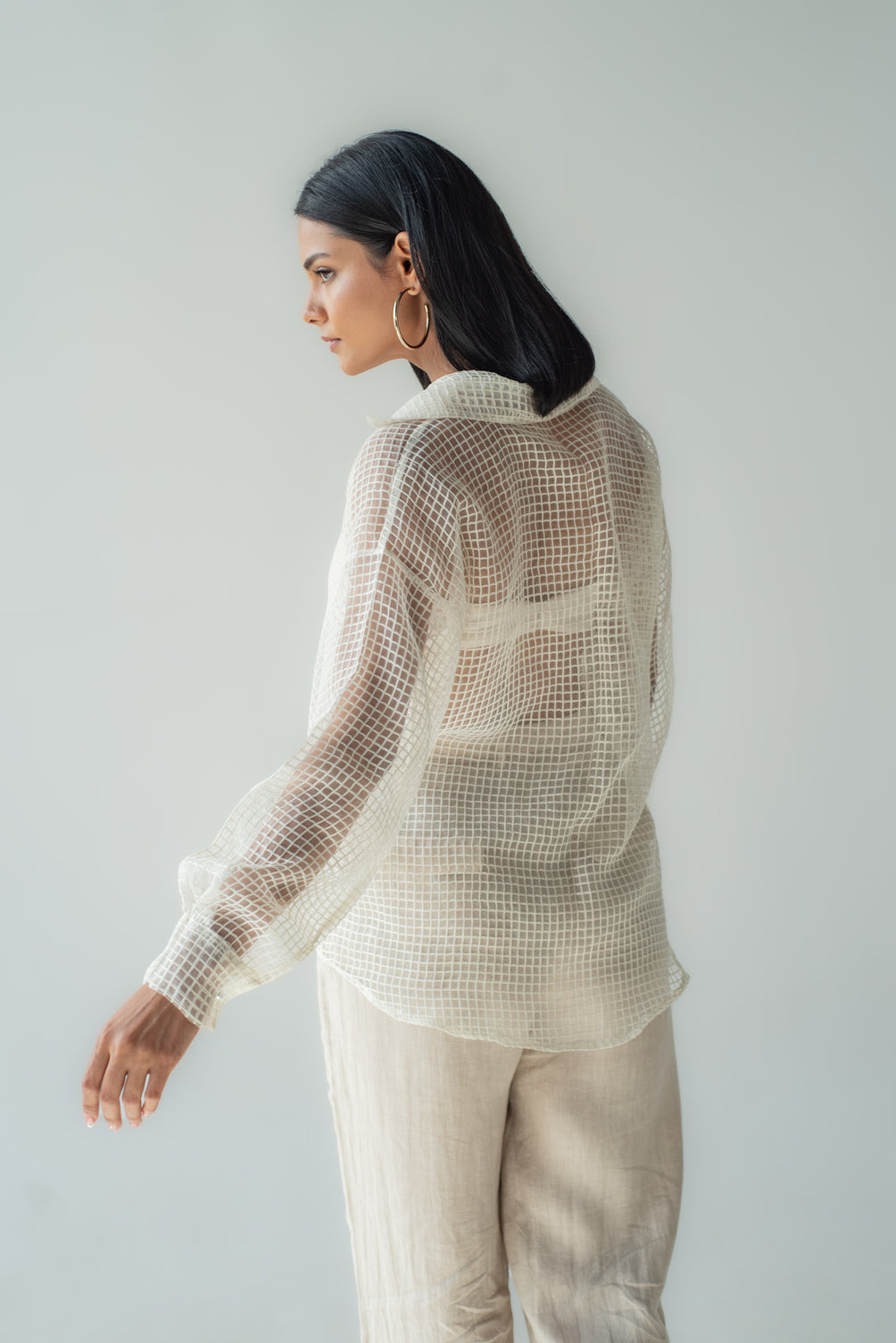 Button-up linen blend shirt