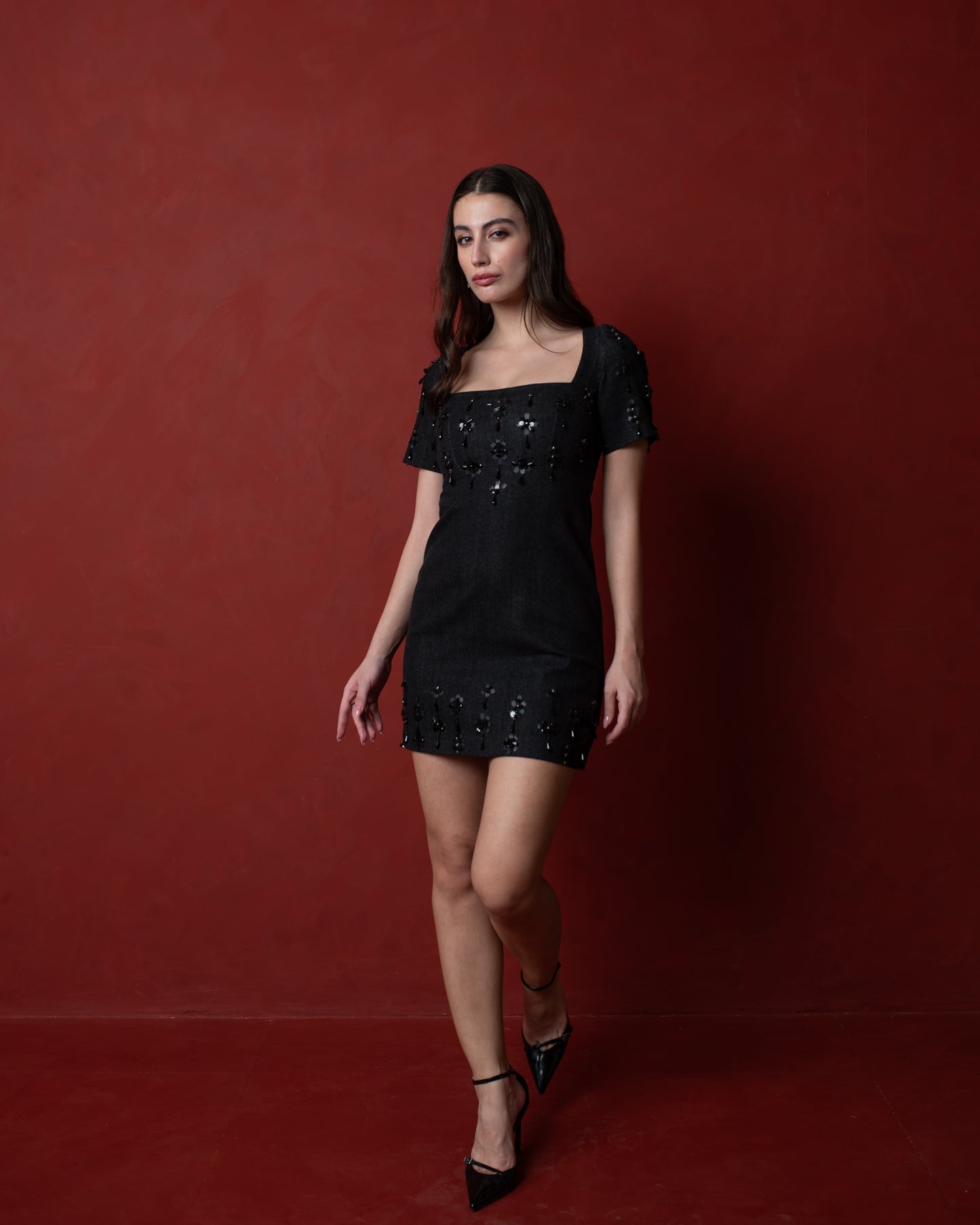 Embellished Denim Dress