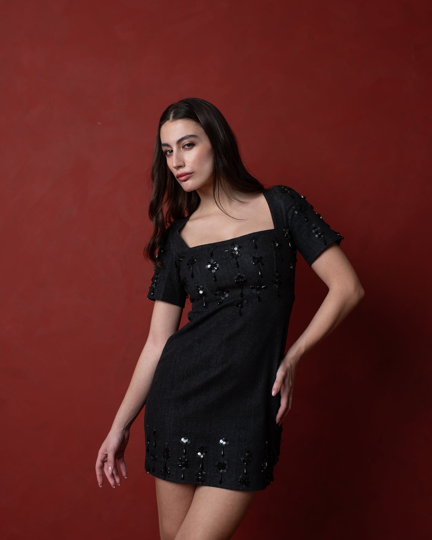 Embellished Denim Dress