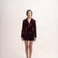 Silk-velvet peplum blazer with sequin embellishing